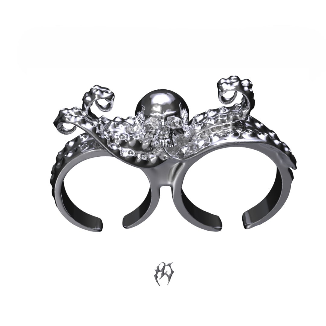 DOUBLE FINGER OCTOSKULL RING Jewelry™ Hard –