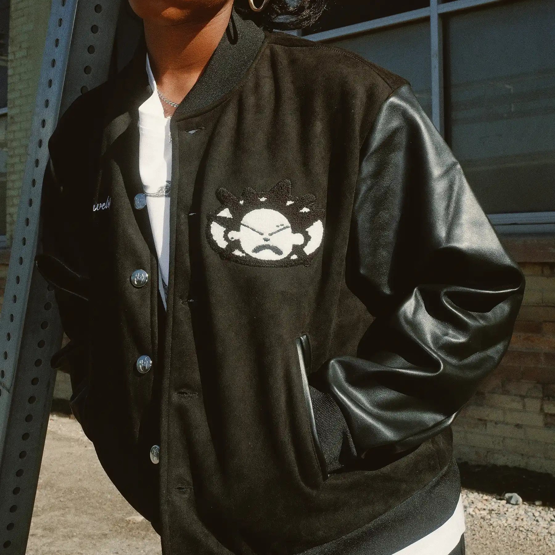 PUNK VARSITY JACKET LEATHER SLEEVES